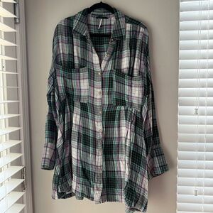 Free People Plaid Button-Up Dress